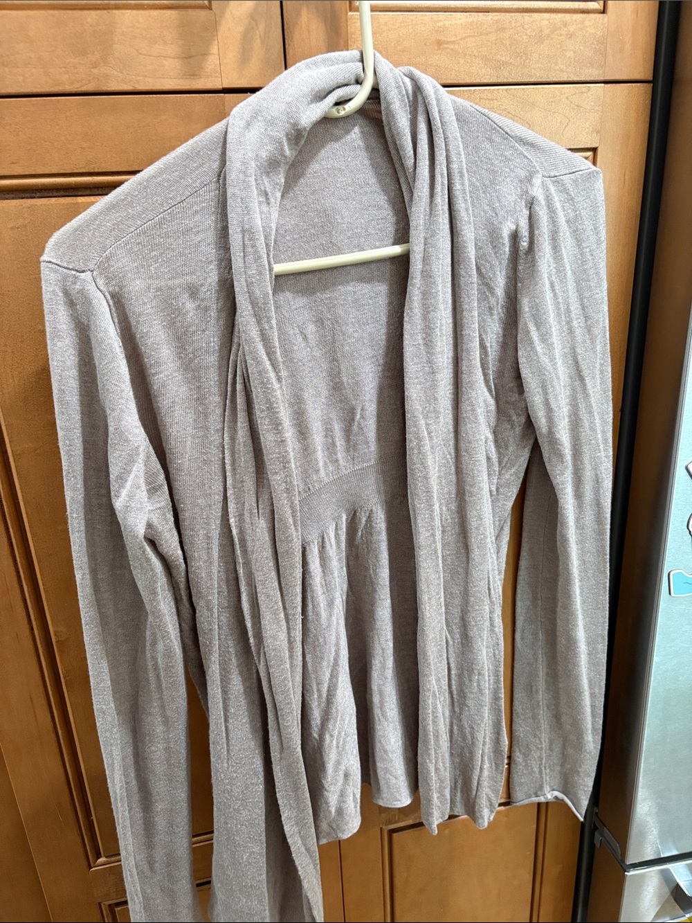 Women's Taupe Open Front Lightweight Cardigan Sweater express small